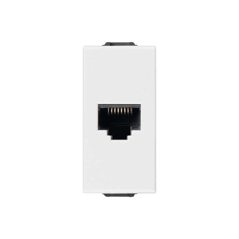 VIMAR RJ45 socket outlet with Netsafe Cat connector. 6, shielded, T568A/B universal wiring, 8 contacts, tool-free insulation-piercing terminals, white NEVE UP