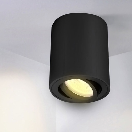 [PRYC349A1622BK] Support de Spot Noir Apparent Orientable  PROLIGHT+ en aluminum pour une ampoule MR16 / GU10 / 12V / IP20