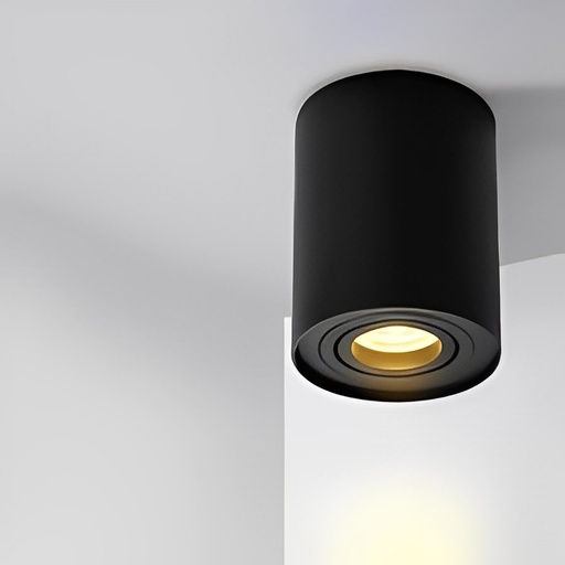 [PR386BK] Black Surface Mounted Cylindrical Spot Holder Orientable PROLIGHT+