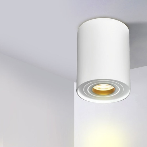 [PR386WH] White Surface Mounted Cylindrical Spot Holder Orientable PROLIGHT+
